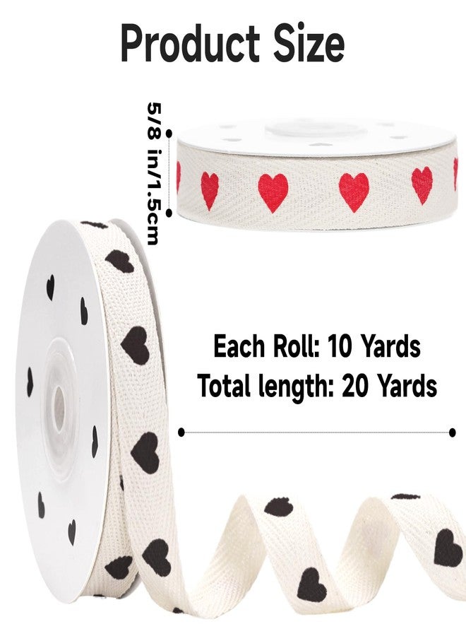 كينجلاك شريط قطني أحمر وأسود على شكل قلوب من كينغليك - 5/8 بوصة × 20 ياردة، شريط قطني مضلع على شكل قلوب لتغليف هدايا عيد الحب، أشرطة متعرجة للأعمال اليدوية، باقات الزهور، حفلات أعياد الميلاد، زينة حفلات الزفاف. - Image 2